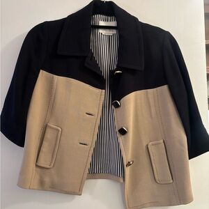 Colorblock Short Jacket - Black & Beige